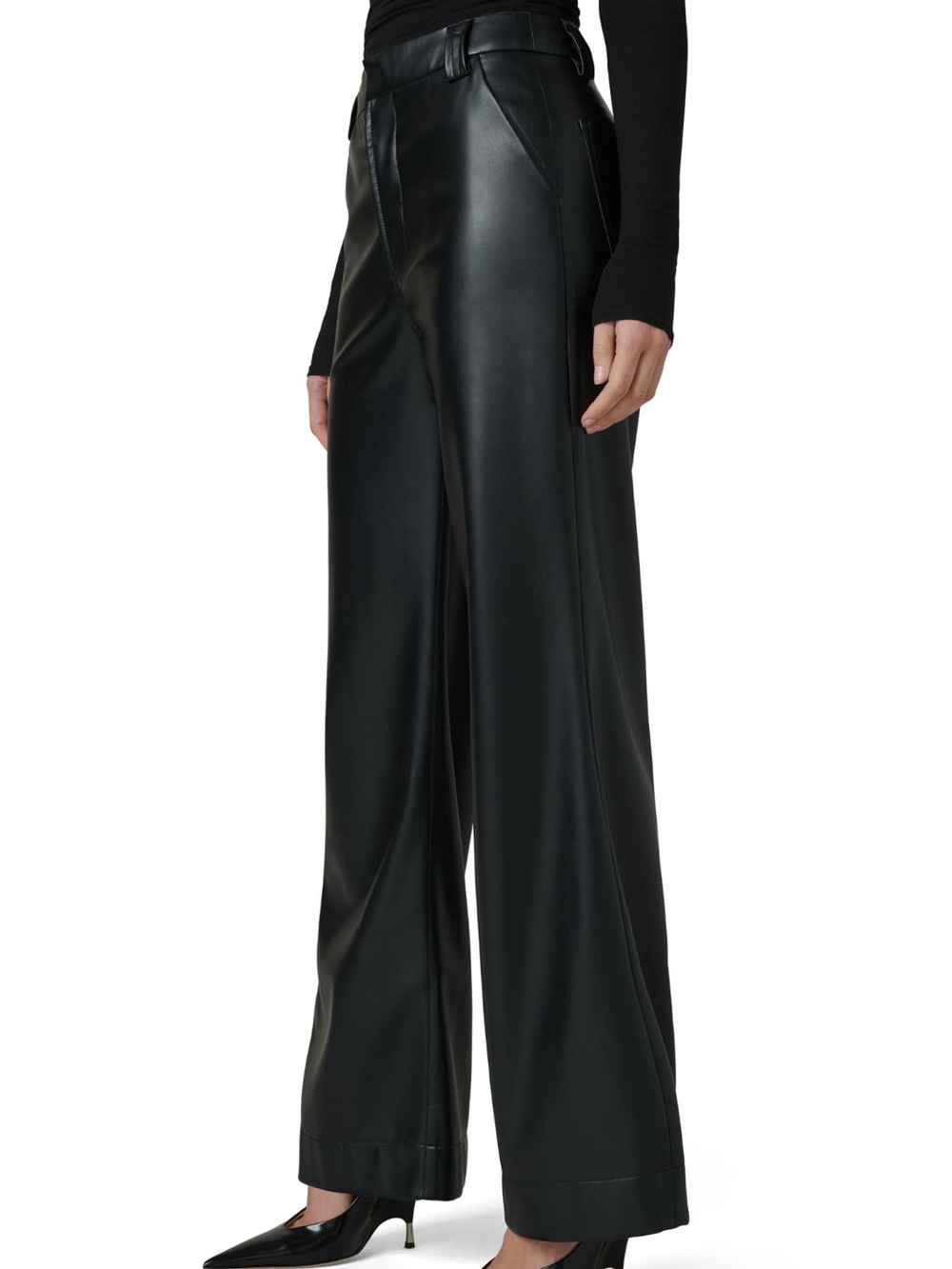 Joe’s Jeans The Mia Black Faux Leather High Rise Wide Leg Pants Size 26